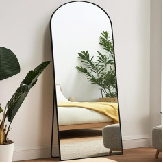 Melodieux Arch Full Length Mirror 179 x 65 cm Large Freestanding Mirror Black Aluminium Frame Dressing Mirror Wall Mounted Wall Hanging Leaning Mirror for Living Room Bedroom