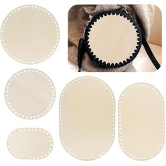 Pack of 5 Basket Base for Crochet, Oval/Round Wooden Base for Crochet, Crochet Basket, Wooden Base, Natural Wood Basket Base for DIY Basket Weaving, Supplies Crafts