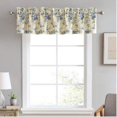 Laura Ashley Home | Cassidy Collection Stylish Premium Hotel Quality Chic Decorative Window Treatment Valance Curtain for Home Decor Cotton Soft Yellow 86 in x 15 in