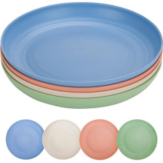 CSYY 10 Inch Dinner Plate Set, 8 Piece Plastic Plate Set, Unbreakable Picnic Plates for Salad, Pasta, Party, Home, Office, Microwave and Dishwasher Safe