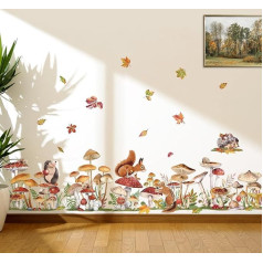 decalmile Wall Sticker Forest Animals Squirrel Wall Sticker Mushroom Leaves Autumn Wall Sticker Nursery Baby Room Bedroom Wall Decoration