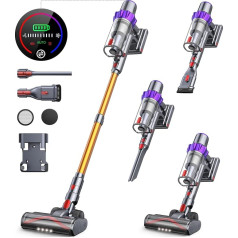 Cordless Vacuum Cleaner, 450W/38KPA, 55 Minutes Powerful and Vertical, Automatic Mode, Intelligent LCD Touch Screen, Anti Tangle Brush for Hard Floors, Carpets and Pet Hair
