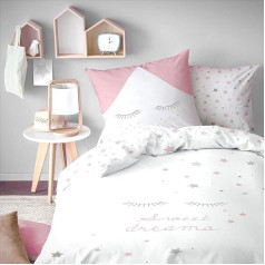 MTOnlinehandel Stars Flannelette Bed Linen 135 x 200 cm Cuddly and Warm Children's Bedding for Girls Pillowcase 80 x 80 cm + Duvet Cover 135 x 200 cm 100% Cotton Gift Winter Motif Flannel