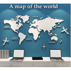 3D DIY World Map Wall Sticker, Crystal Wall Decoration for Office, Study, Living Room, Sofa Background