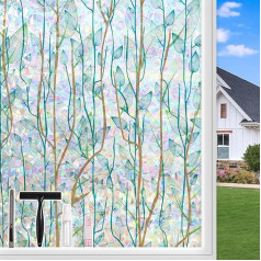 KROMAPOLIS Window Film Opaque Privacy Film Window Film Privacy Film Window Privacy Window Film Colourful Adhesive Film Window 4 Tools Green Rainbow UV Protection - 90 x 200 cm