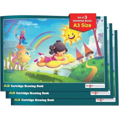 Kid's A3 Drawing Pad (Pack of 3) | A3 Sketchbook | Drawing Paper for Kids | 102 White Blank Pages | 42 x 29.7 cm | Essential for Doodling, Sketching, Colouring, Painting
