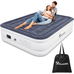 YITAHOME 2 x 1.5 m Air Mattress for 2 People, Self-Inflating Air Bed with Integrated Electric Pump, Inflatable Mattress Bed with Bag and Repair Patches for Guest Room, White/Blue Grey