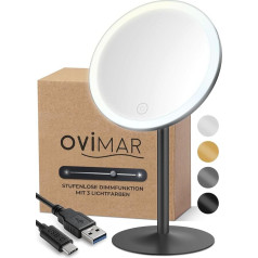 Cosmetic Mirror Skorpa Black with Lighting Rechargeable Freestanding in the Bathroom 5x Magnifying Mirror Makeup Mirror with Light 360 Degree Mirror
