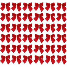 36 Red Bows for Christmas Tree, Christmas Bows for Decorations, Christmas Ribbon Bows, Ornaments for Home Crafts, Christmas Tree, Wreaths, Garland Decoration (Red)