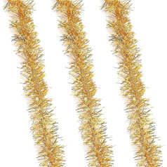 BELLE VOUS Gold Plastic Garland - 45 m Long, 15 mm Thin Glitter Garland Gold Tinsel - Christmas Decoration Garlands Roll for Christmas Tree, Holiday and New Year's Eve Party Decorations