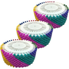 JYC CREATIVE 1440 Pieces Round Head Pins with Coloured Ball Head Pins for Decorating, Tie Pins, Wedding Pins, Sewing Needles (Colors, 3)
