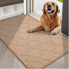 COSY HOMEER Door Mat Indoor 80 x 120 cm, Dirt Trapper Mat Washable 1.5 cm Thick, Entrance Rug Clean Mat Dog Rug Machine Washable for Hallway, Kitchen, Back Door, Beige
