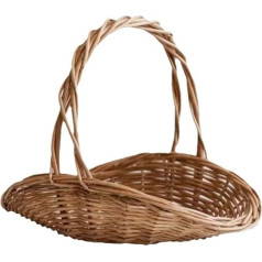 Home Flower Basket, Wicker Basket, Picnic Basket, Easter Basket, Flower Girl with Handle, Hand-Woven Gift Basket, Fruit Basket, Ironing Basket, Easter Basket (B, 30 x 25 cm)