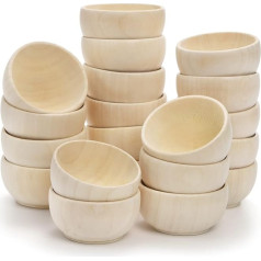 ZENFUN Pack of 20 Wooden Pinch Bowls, Mini Bowls for Dipping Sauces, Spice Bowls, Nuts, Sweets, Fruits, Appetizers and Snacks, 5.7 cm D x 3 cm H