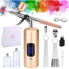 Daakro Airbrush Set, Spray Gun with Compressor 38PSI Wireless Airbrush Kit, Cake Decoration, Nail Art, Tattoos and Face Painting (Gold)