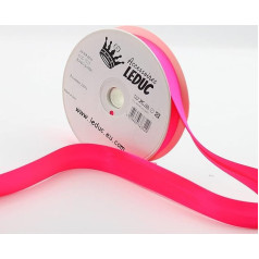 Leduc 20 Metres Neon Neon Bias Binding - 5 Colours - For Double Stitching, 8 + 20 + 8 mm, Fluo, 100% Acetate, Italian Quality, 7113 Neon Pink
