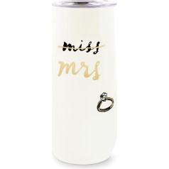 kate spade new york Champagne Flute Stemless Small Stainless Steel Tumbler with Lid Double Walled Insulated Metal Mug, Miss to Mrs