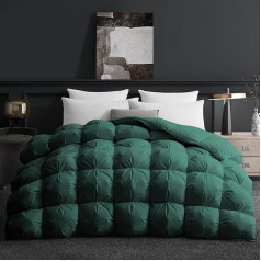 Deodar All-Season Duvet 135 x 200 cm, Down Duvet with 1135 g Down | Feather Filling, 100% Cotton Bed Cover, 3D Fluffy Construction, Breathable, Warm, Washable, Oeko-Tex, RDS, Green