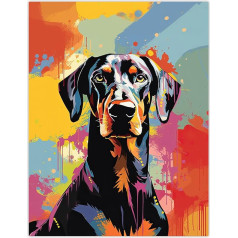 Artery8 Doberman Dog Lover Gift Pet Portrait Abstract Pop Art Artwork Painting Large Wall Art Poster Print Thick Paper 18 x 24 Inches