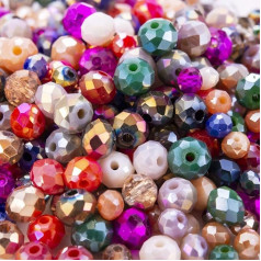 400 Pieces Sunset Dreams Rondelle Glass Crystal Beads Mix Pink Red Orange Blue Green Oyster Rose Gold for Jewellery Making and Arts and Crafts