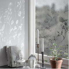 funlife Mattierte, doppelseitige Sichtschutz-Fensterblende, kein Klebstoff, statische Fensterfolie, botanisch, 58 x 120 cm