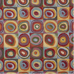 Kt KILOtela Upholstery Fabric, Furnishing Fabric, Jacquard Tapestry, Decorative Fabric, Fashion Accessories, Tablecloth, Curtain or Decorative Items, 100 cm Length x 280 cm Width, Geometric Circles,