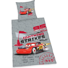 Herding Disney's Cars Bed Linen Set, Pillowcase 80 x 80 cm, Duvet Cover 135 x 200 cm, with Smooth Zip, 100% Cotton/Renforcé