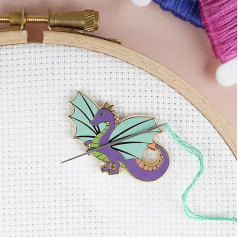 Caterpillar Cross Stitch Needle Holder Dragon for Cross Stitch, Sewing, Embroidery and Craft Accessories, Enamelled and Magnetic