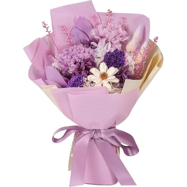 Lovionus89 Preserved Bouquet, Forever Fresh Carnations, Durable Real Flowers for Valentine's Day, Teacher's Birthday and Mother's Day, Purple