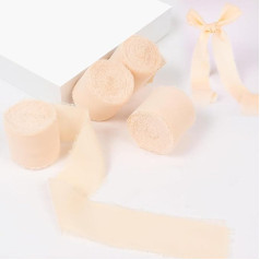4 Rolls 4.5 cm x 6.3 m Chiffon Ribbon, Chiffon Fabric Ribbon, Gift Ribbon, Wedding Ribbon, Champagne