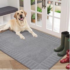 BEQHAUSE Large Indoor Door Mat, Super Absorbent Dirt Trapper Mat, Non-Slip Washable Door Mat, Dirt Catcher Rug for Dog, Entrance, Front Door, 80 x 120 cm, Light Grey