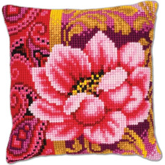 Vervaco Cross Stitch Cushion: Pink Flower,Setof1,
