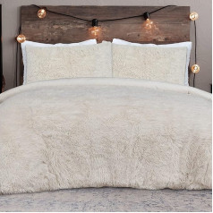 Sleepdown Shaggy Faux Fur Fleece Duvet Cover Bedding Set With Pillowcases Thermal Warm Cozy Super Soft Easy Care - Double (200cm x 200cm)
