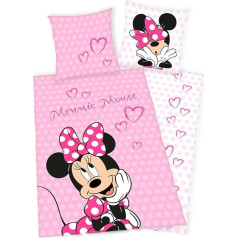 Disney Minnie Mouse Bed Linen 80 x 80 cm + 135 x 200 cm, 100% Cotton with Zip