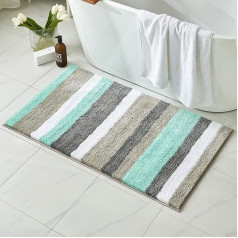 MIULEE Bath Mat Bath Mat Shower Mat Non-Slip Bath Mat Decorative Bathroom Mat Fluffy Absorbent Soft Non-Slip Bathroom Bathroom Living Room 1 Piece 70 x 120 cm Green and Grey