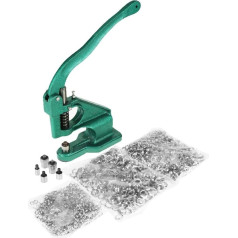 EBTOOLS Eyelet press, hand press, eyelet pliers, machine grommet machine, eyelet machine, press stud press with 3 dies and 1500 eyelets