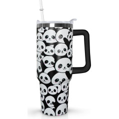 Panda Stainless Steel Mug with Lid and Straw 1.2L Panda Gifts for Girls and Decorative Accessories