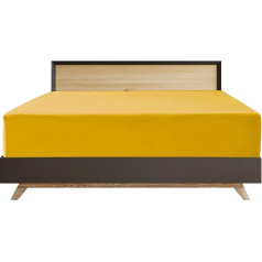 Extra tiefes Spannbetttuch, Doppelbett, Ocker – Bettlaken mit tiefen Taschen, 40 cm, weich, gebürstete Mikrofaser, schrumpffrei und lichtbeständig, Unterlaken – Doppelbett-Spannbettlaken