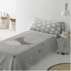 Children/Teens Moon and Cloud Duvet Cover Set 90 x 190/200 50% Cotton 50% Polyester