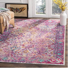 SAFAVIEH Boho Rug for Living Room, Dining Room, Bedroom - Crystal Collection, Short Pile, Light Blue and Fuchsia, 201 x 279 cm