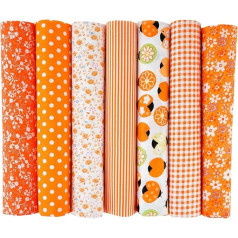 Cotton Fabric Squares 20 x 20 Inch Quilting Sewing Craft Soft Eco Friendly Fabric Squares (Orange) 7 Pack