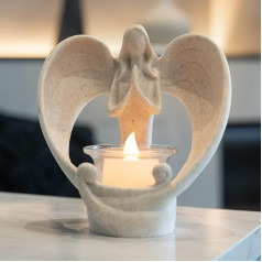 GloBrite Tealight Holder Angel Figurines Sympathy Gift Loving Loved One with Flickering LED Candle, Mourning, Funeral, Memory, Memory and Home Decoration