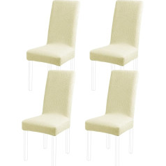 PiccoCasa 4 Pack Stretch Spandex Dining Chair Covers Removable Washable Hotel Party Kitchen Wedding Chair Covers High Back Beige