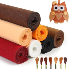 Felt Fabric 7 Sheets 21cm x 90cm Soft Brown Felt Craft Felt Brown Felt Fabric for Crafts Sewing Patchwork Material - 7 Colours