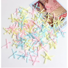 100pcs 20mm-30mm Small Satin Bow Flower DIY Craft Embellishment Craft Accessories Decoration Supplies