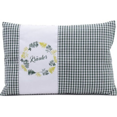 Gözze - Herb Scented Cushion, 200 g Herb Blend Filling, Cover Made of 100% Cotton, 30 x 20 cm - Green Checked