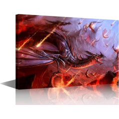 TISHIRON Red DragonWall Art Prints Bathroom Decor Wall Art Fire-breathing Dragon Pictures Wall Decor, Modern Mythical Creatures Animal Bathroom Wall Poster Canvas Art Wall Prints for Kids 24 x 16