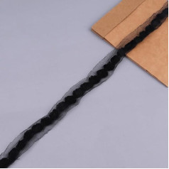 Blausky Rose Ribbons, Embroidery Decorative Ribbon, Coloured Rose Ribbon, Fabric Lace, Craft Gift Ribbon, Flower Lace Ribbon, Lace Border, Lace Trim, for Dress, Caps, Bags, Sewing Accessories, Black,