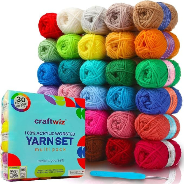 100% Acrylic Yarn for Crochet and Knitting - Ball of #4 Worsted Yarn, 1600 Yards Soft Crochet Yarn, Perfect for Amigurumi Yarn and Other Small Craft Projects