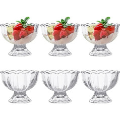 ICEBLUEOR Shrimp Cocktail Glasses, Set of 6, 120ml, Shrimp Cocktail Dishes, Glass Dessert Bowls, Ice Cream Sundae, Ice Cream Sundae, Trifle Dishes, Serving Bowl for Pudding, Ice Cream, Salad, Fruit